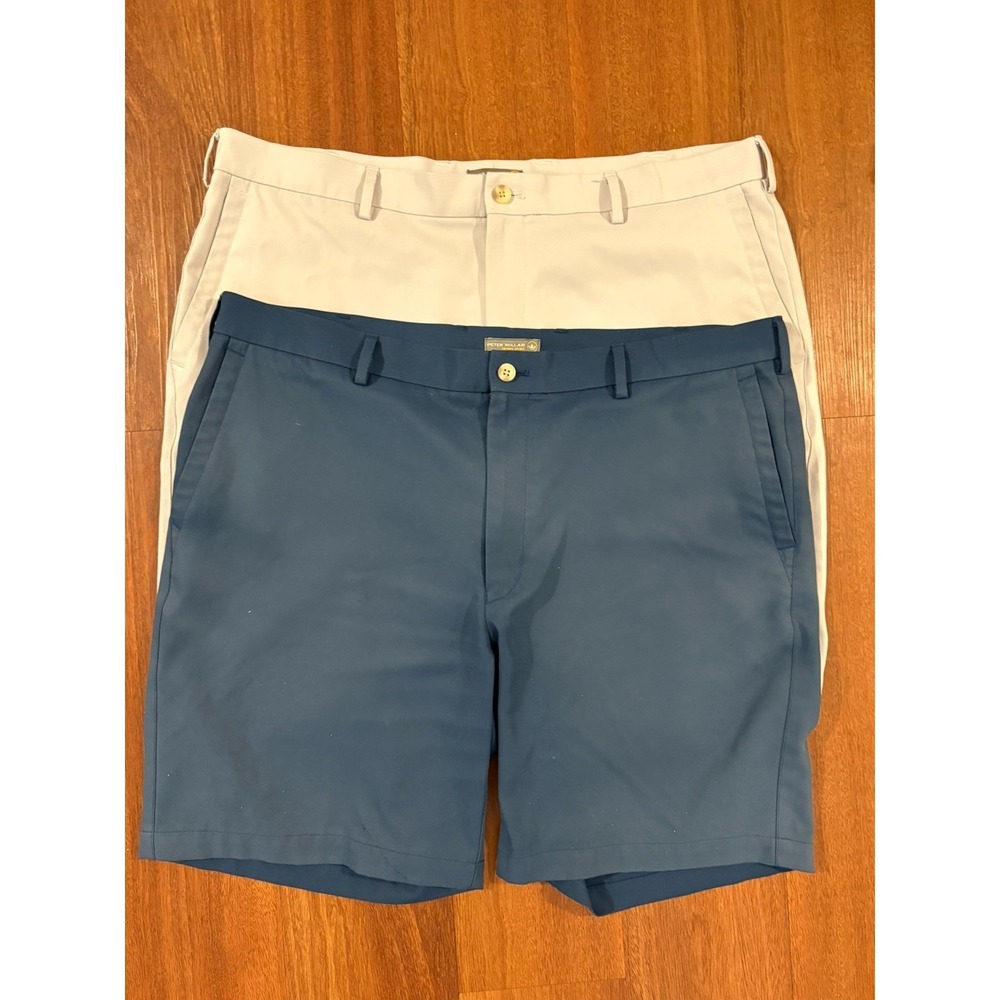 2 Pair Peter Millar Golf Shorts Men's 38 Blue Gray Performance Stretch 9" Inseam